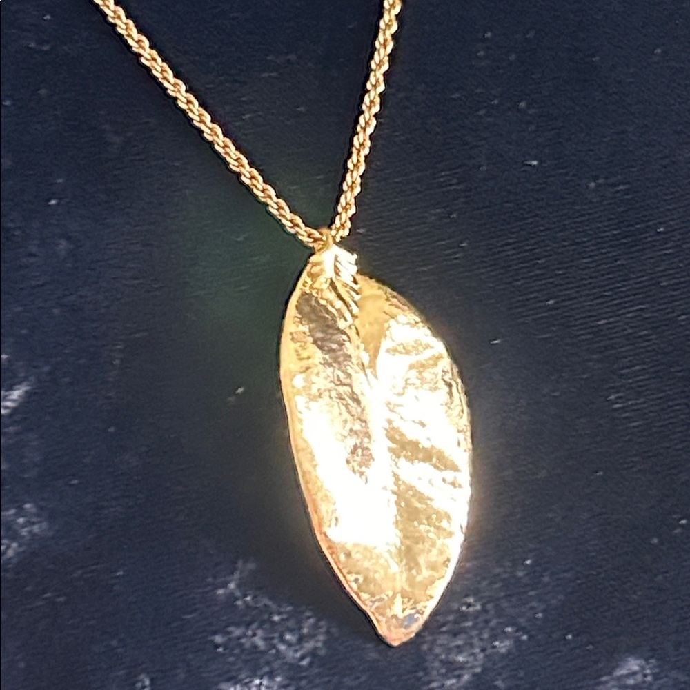 24k Gold Dipped Hawaiian Maile Leaf Necklace - image 1